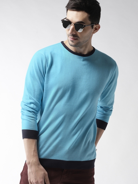

Mast & Harbour Men Blue Solid Pullover
