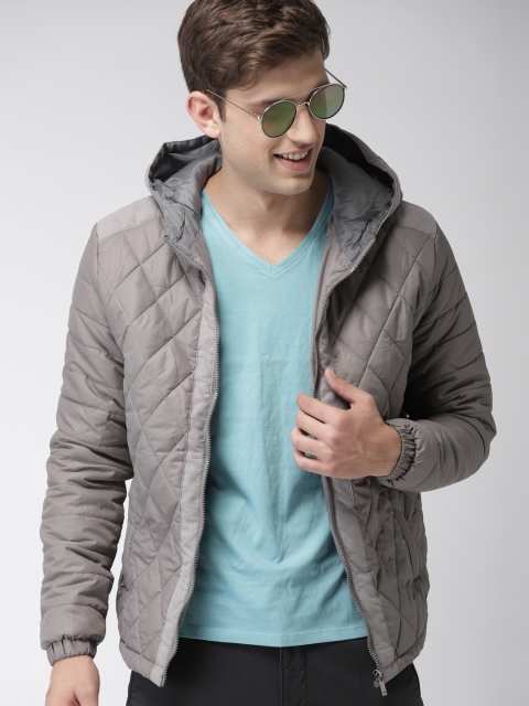 

Mast & Harbour Men Grey Solid Quilted Jacket