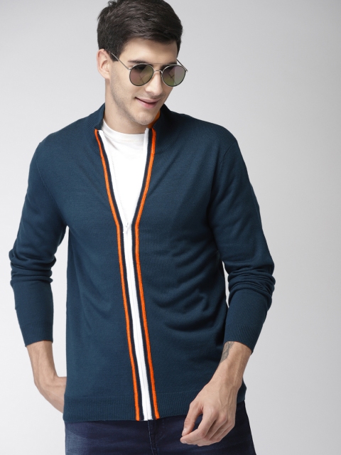 

Mast & Harbour Men Blue Solid Cardigan Sweater