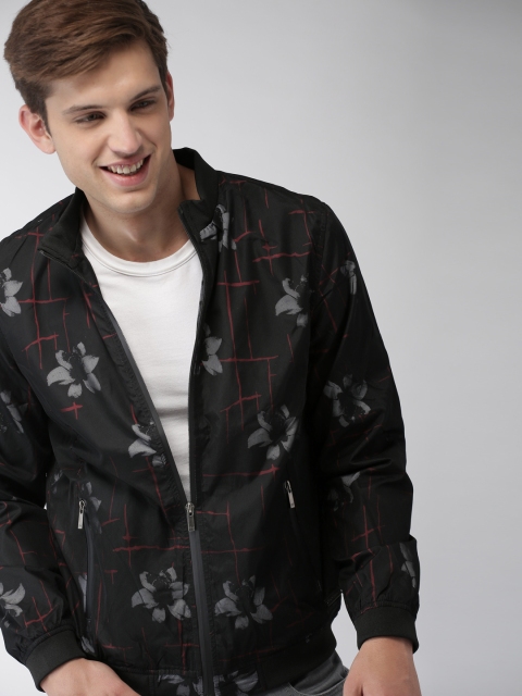 

Mast & Harbour Men Black Printed Bomber