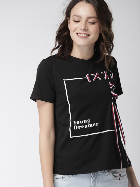

Mast & Harbour Women Black Printed Top