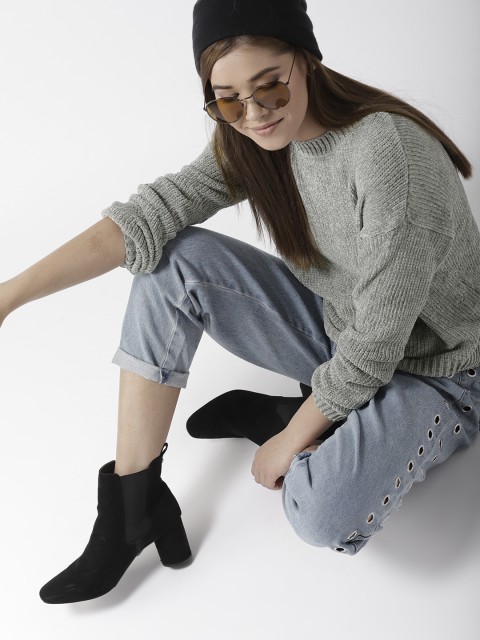 

Mast & Harbour Women Grey Solid Sweater