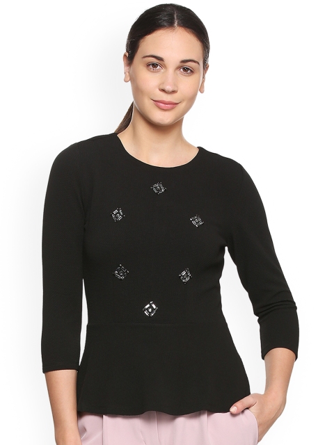 

Van Heusen Woman Women Black Embellished Fitted Top
