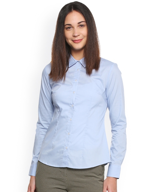 

Van Heusen Woman Women Blue Regular Fit Solid Formal Shirt