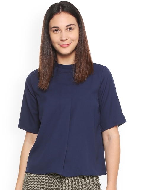 

Van Heusen Woman Women Navy Blue Solid Top