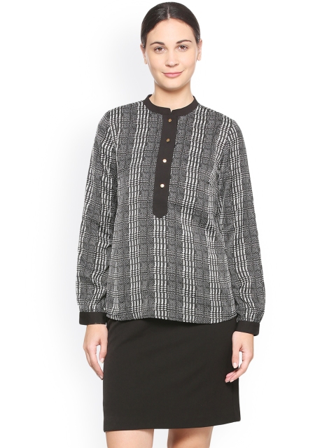 

Van Heusen Woman Women Black Self Design Top