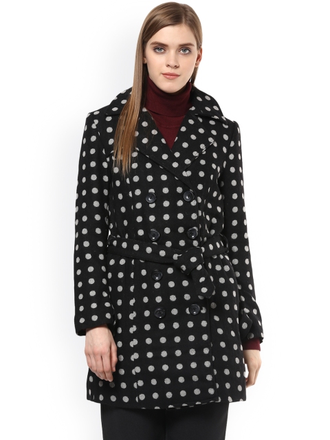 

Van Heusen Woman Women Black Woollen Printed Open Front Longline Jacket