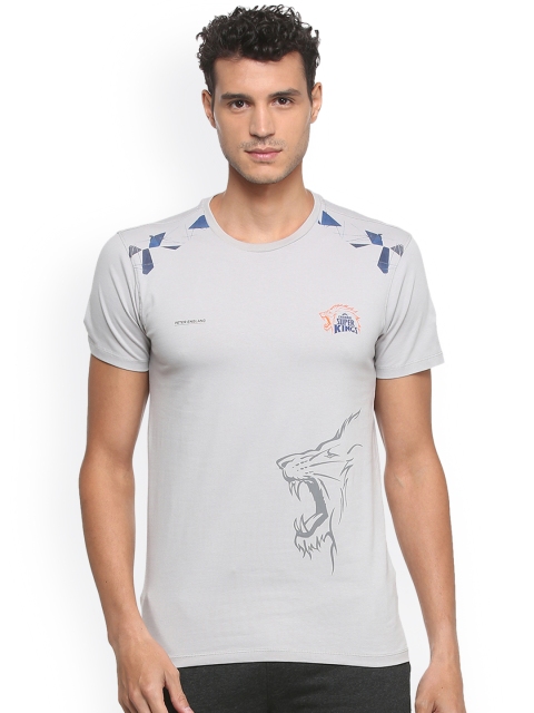 

Peter England Men Grey Printed Round Neck T-shirt