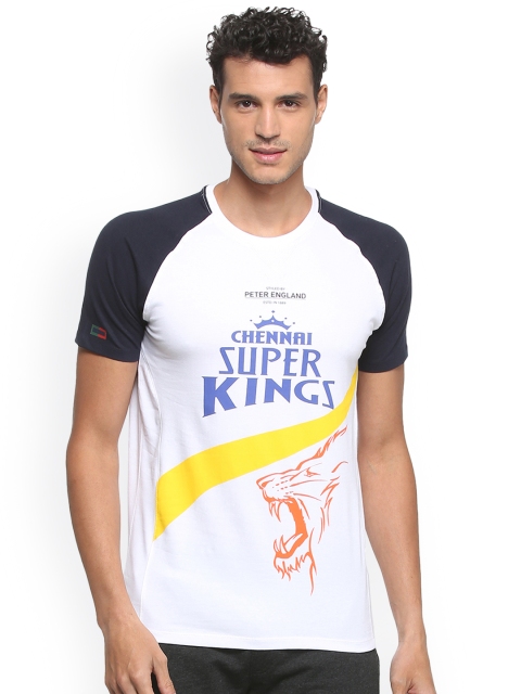 

Peter England Men White Printed Round Neck T-shirt