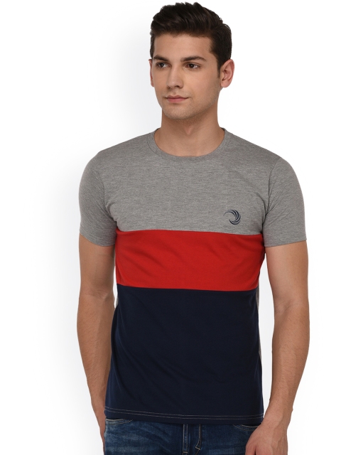 

oneliner Men Grey Colourblocked Round Neck T-shirt