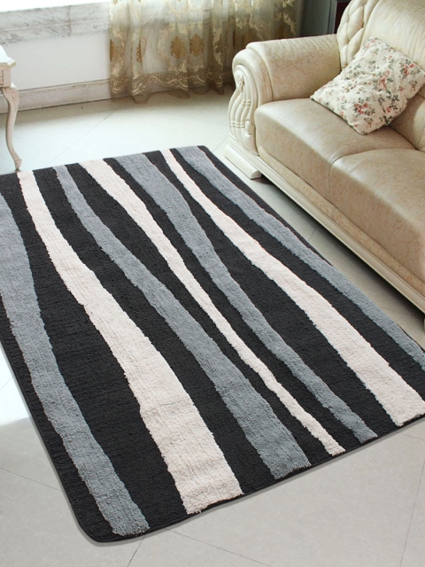 

Saral Home Beige & Black Striped Carpet