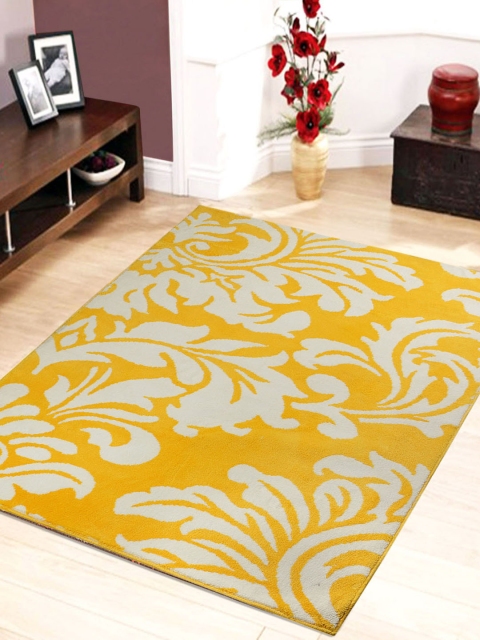 

Saral Home Yellow & Off-White Floral Print Carpet