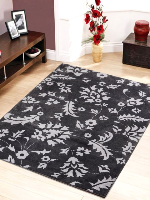 

Saral Home Taupe Floral Printed Carpet