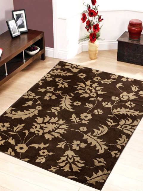 

Saral Home Brown & Beige Floral Print Carpet