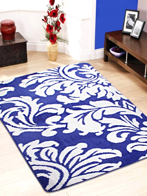 

Saral Home Blue & White Floral Print Carpet