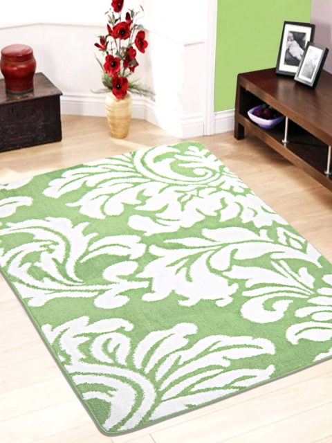 

Saral Home Green & White Floral Print Carpet