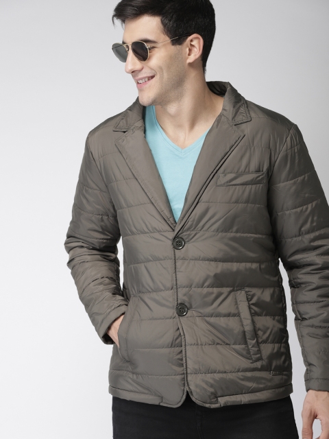 

Mast & Harbour Men Charcoal Grey Solid Puffer Jacket