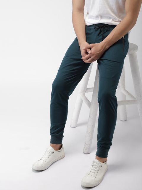 

Mast & Harbour Men Teal Blue Slim Fit Solid Joggers