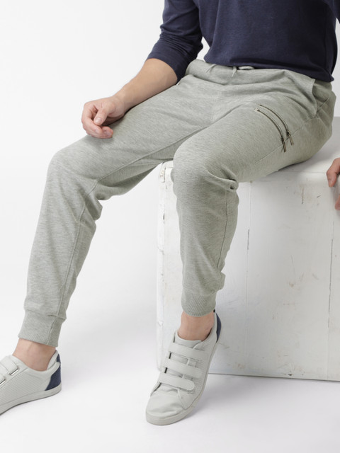 

Mast & Harbour Men Grey Melange Slim Fit Solid Joggers