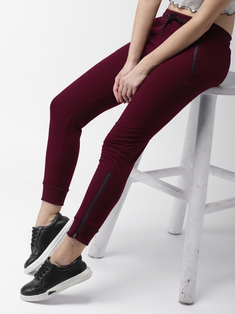 

Mast & Harbour Women Maroon Solid Joggers