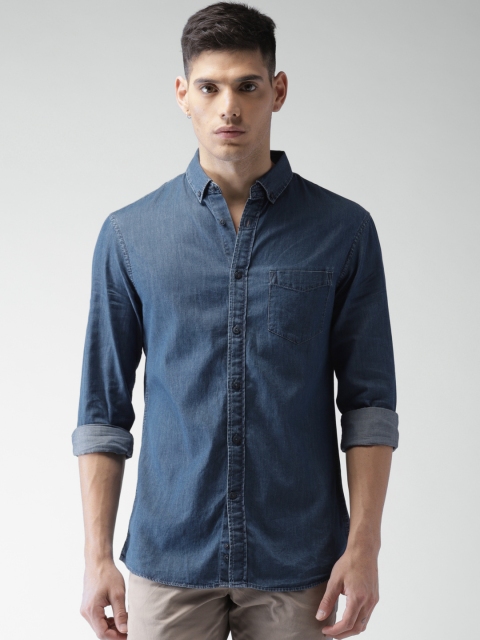 

Celio Men Blue Slim Fit Solid Denim Shirt