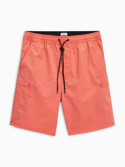 

next Men Peach-Coloured Solid Regular Fit Sports Shorts