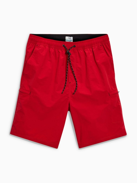 

next Men Red Solid Loose Fit Regular Shorts