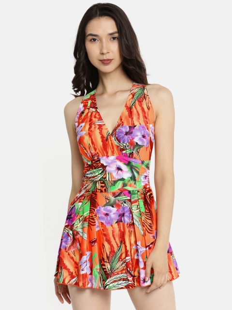 

Heart 2 Heart Orange & Green Printed Swimdress SW12058SWIRO