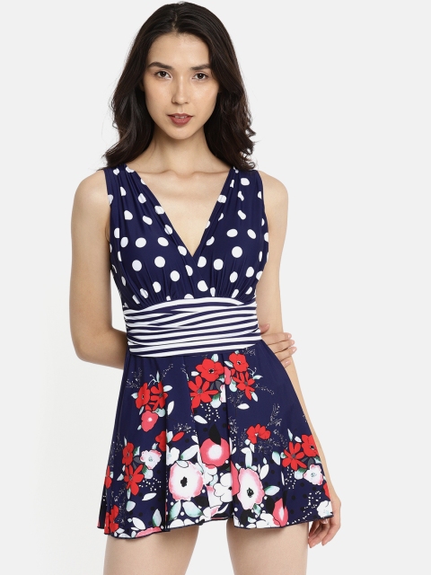 

Heart 2 Heart Navy Blue Printed Swim Dress SW12065POLKB