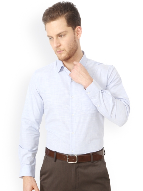 

Peter England Men Blue Slim Fit Self Design Formal Shirt
