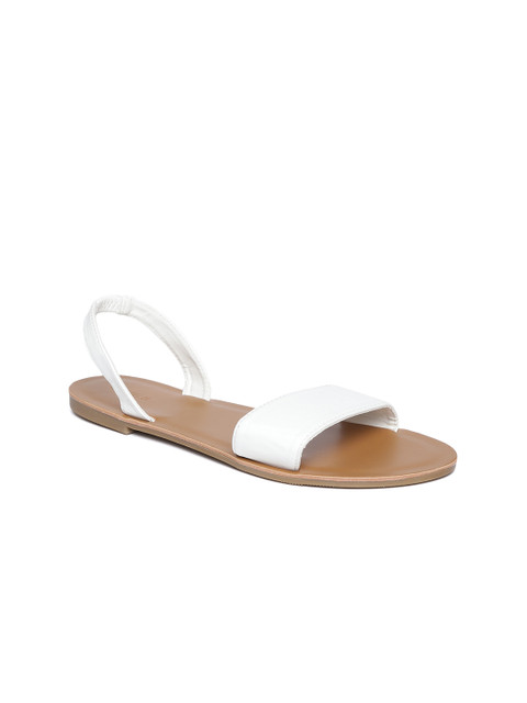 

FOREVER 21 Women White Solid Open Toe Flats