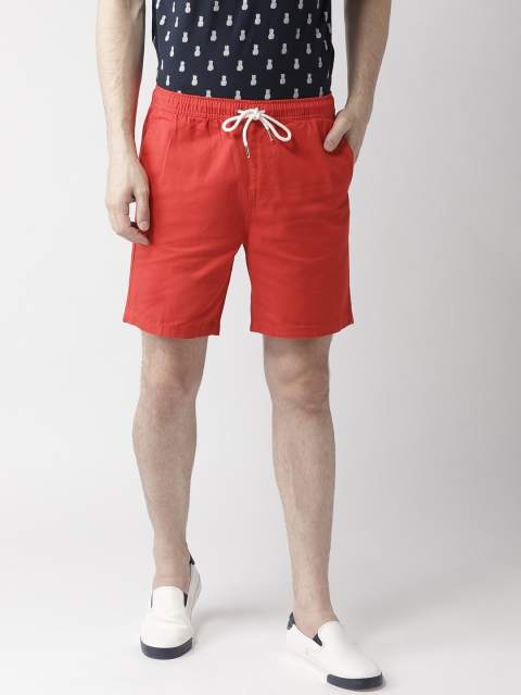 

FOREVER 21 Men Red Solid Regular Fit Shorts