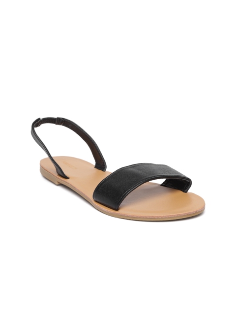 

FOREVER 21 Women Black Solid Open Toe Flats