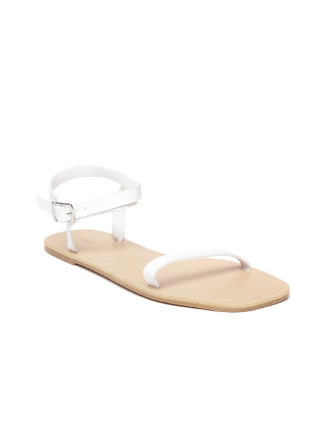

FOREVER 21 Women White Solid Open Toe Flats