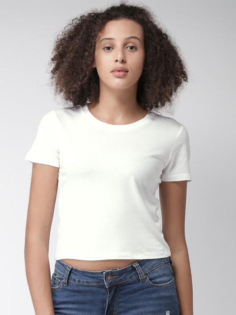 

FOREVER 21 Women White Solid Top