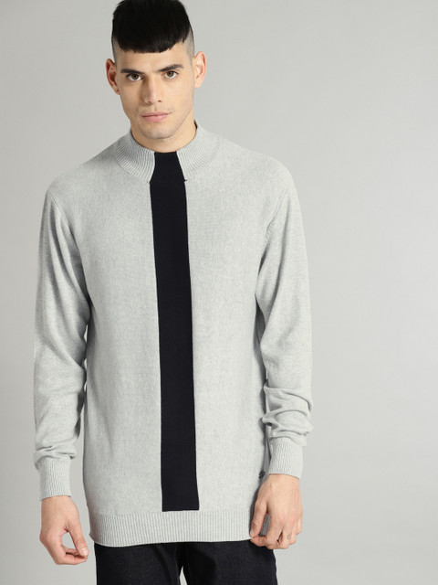 

Roadster Men Grey Melange Solid Pullover