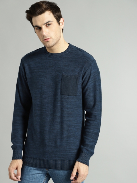 

Roadster Men Navy Blue Solid Pullover