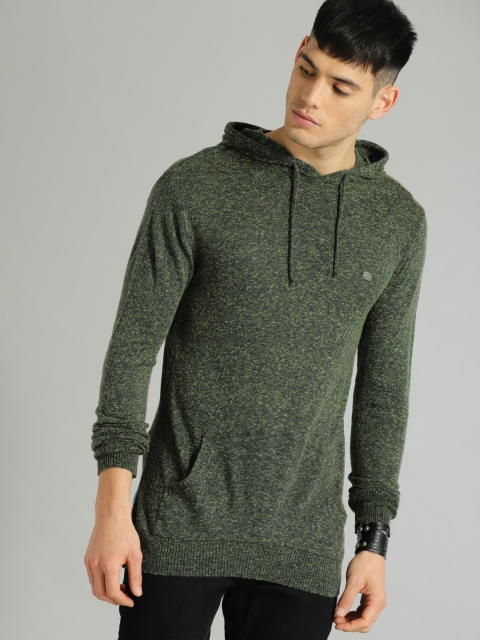 

Roadster Men Olive Green Solid Pullover