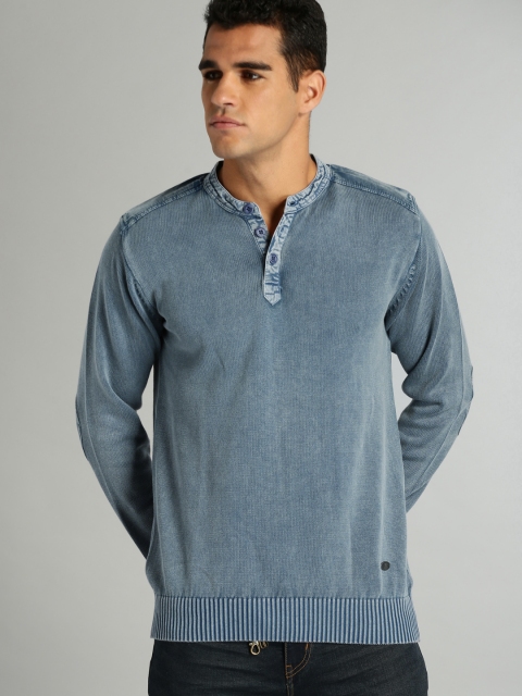 

Roadster Men Blue Solid Pullover