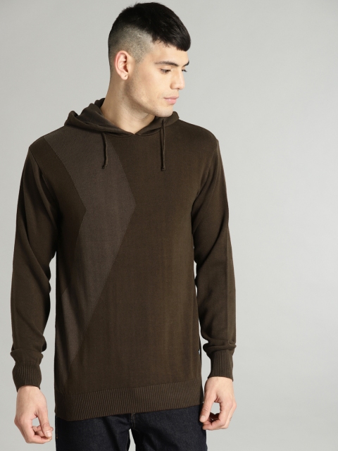 

Roadster Men Coffee Brown Solid Pullover