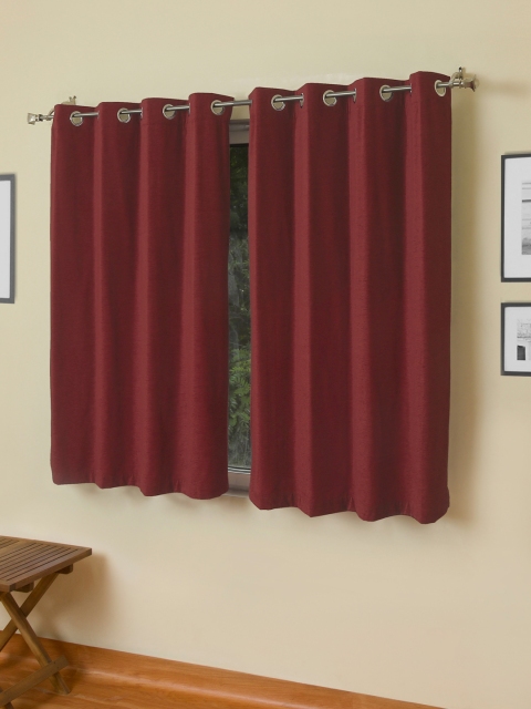 

ROSARA HOME Mateo Double Eyelet Window Curtain, Maroon