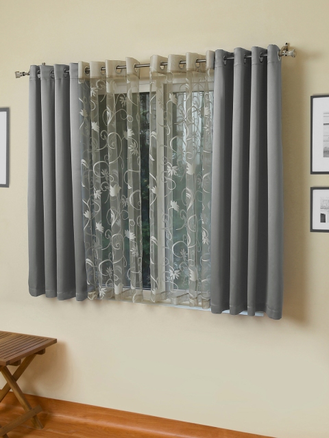 

ROSARA HOME Grey & Taupe Set of 4 Window Curtains