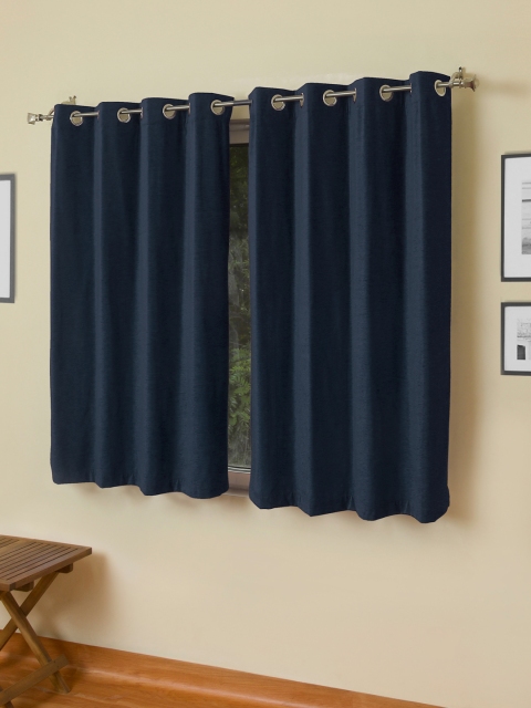 

ROSARA HOME Mateo Double Eyelet Window Curtain, Navy blue
