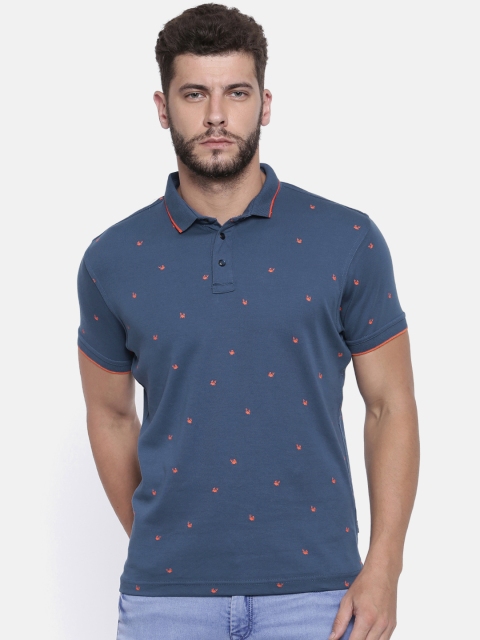 

Pepe Jeans Men Blue Printed Polo T-shirt