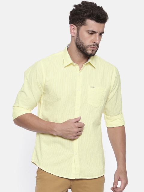 

Pepe Jeans Men Yellow & White Regular Fit Striped Casual Shirt