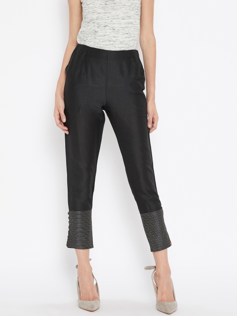 

Biba Women Black Regular Fit Solid Cropped Trousers