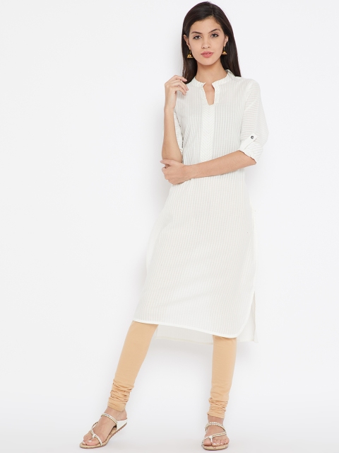 

Biba Women Assorted Self-Striped Straight Kurta