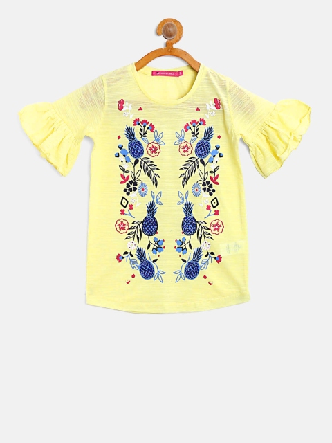 

Tweens by Monte Carlo Girls Yellow Printed Top with Embellished Detail