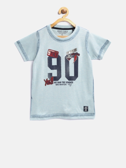 

Monte Carlo Boys Blue Printed Round Neck T-shirt
