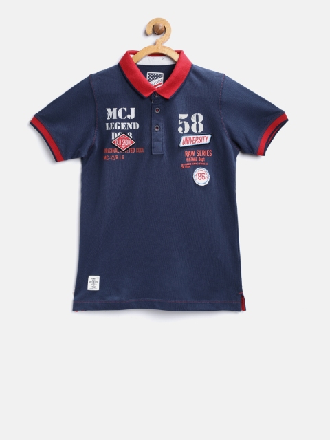 

Monte Carlo Boys Navy Blue Printed Polo Collar T-shirt